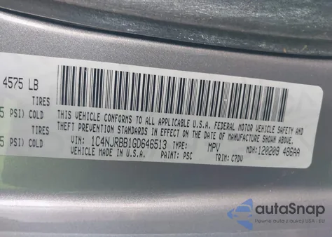 2016 Jeep Patriot Sport from USA, damaged, VIN 1C4NJRBB1GD646513